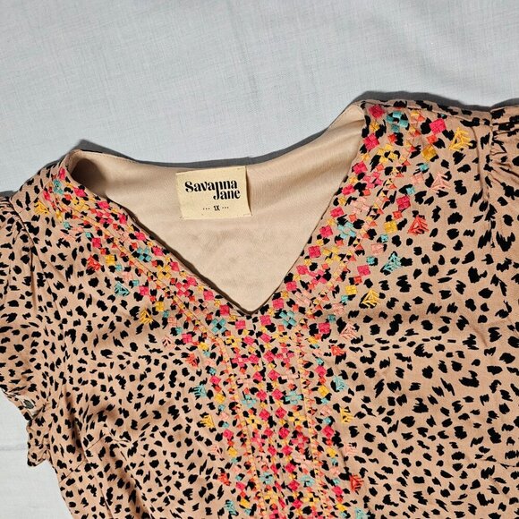 Savanna Jane Embroidered Babydoll Short Tiered Dress Women Size 1X - Picture 7 of 12